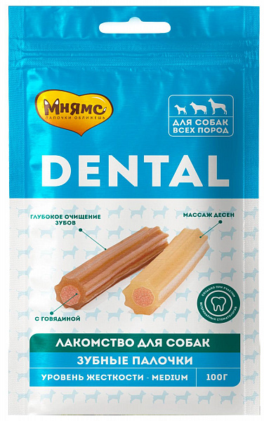 Мнямс DENTAL лакомство для собак  "Зубные палочки" с говядиной 100г