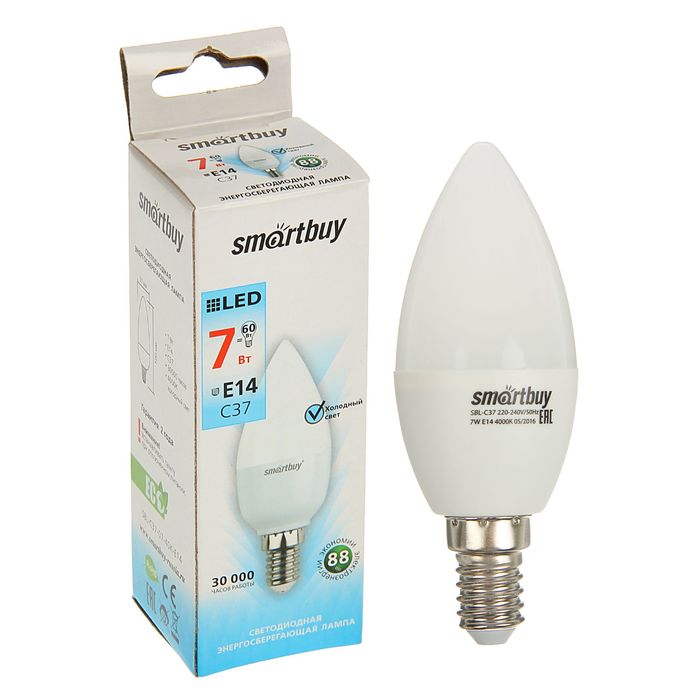 E14 Лампа LED светодиод. Smartbuy 7 Вт 6000 К (холодный свет)