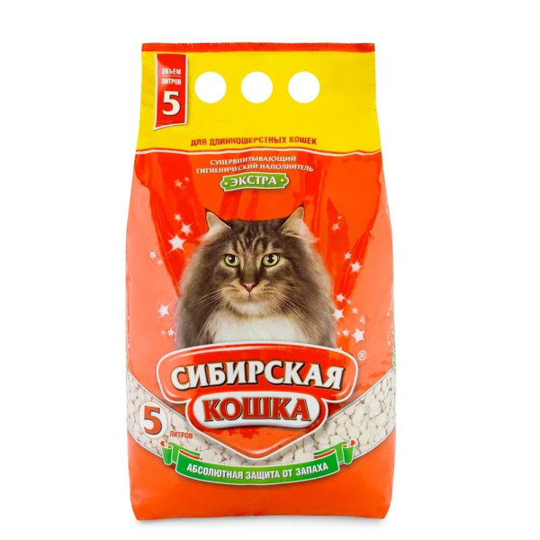 Сибирская кошка 5 л (2.7 кг) Экстра Впитывающий наполнитель для длинношерстных кошек