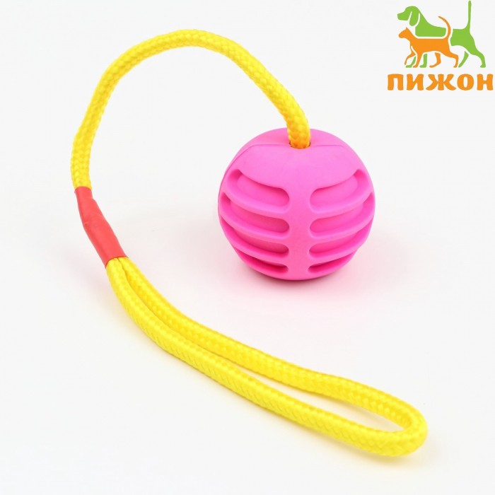 Игрушка "Шар усиленный на веревке", 43 см, шар 6 см, розовый