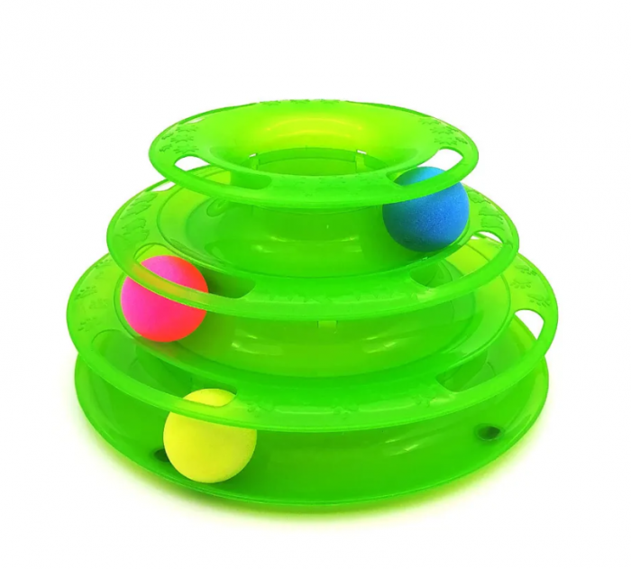 Трек игровой д/кошек Трехуровневый, с шарами, пластиковвый, цвет в ассортименте