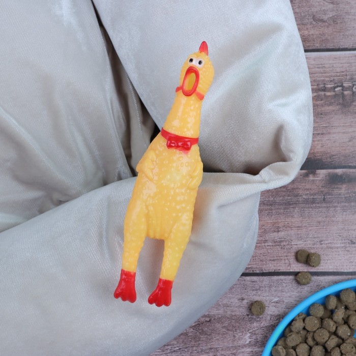 Игрушка пищащая "Задумчивая курица" малая, 16,5 см, жёлтая 897811