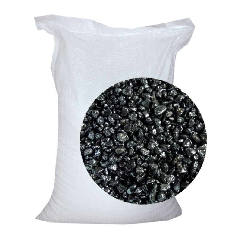 ЭКОГРУНТ 25 кг мраморная крошка Черная блестящая 2-5 мм