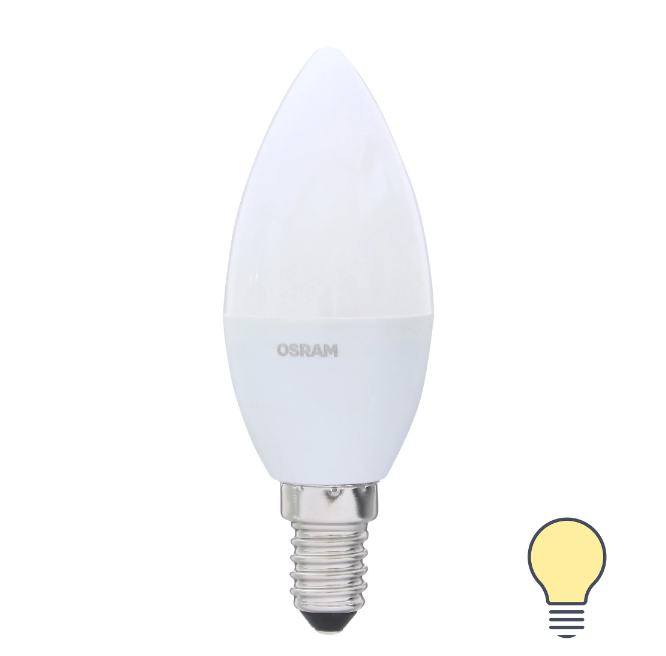 E14 Лампа LED светодиод. Osram (Е14) 6.5Вт (теплый свет)