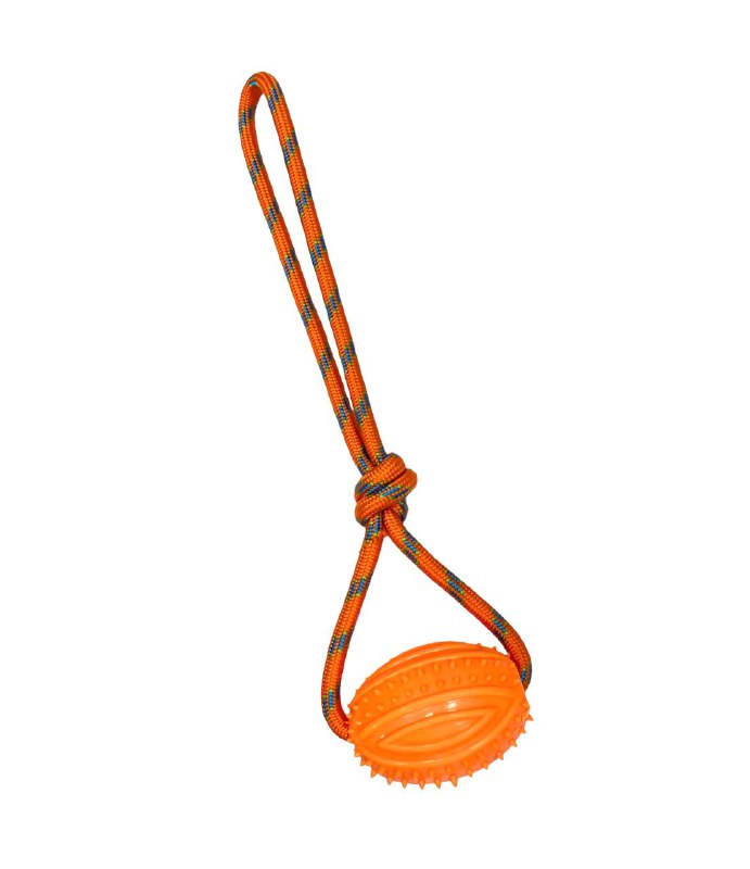 Игрушка д/собак "Мяч-дыня 10см" на веревке 24см, 1 петля, S-005, ПВХ  BB-A31-071