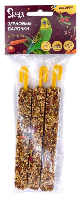 Snax Plus: Зерновые палочки д/ птиц с вишней шиповник овощи 3шт