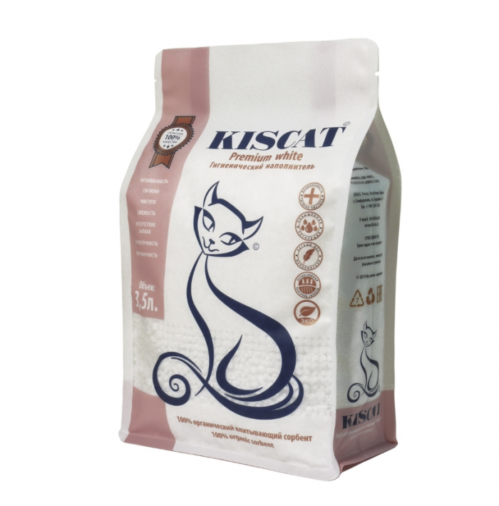 KISCAT 3,5 л Premium white Classic полигелевый наполнитель д/кошек