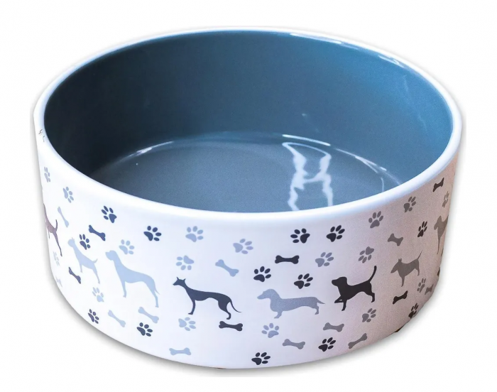 Миска керамическая для собак с рисунком 350 мл серая Mr.Kranch