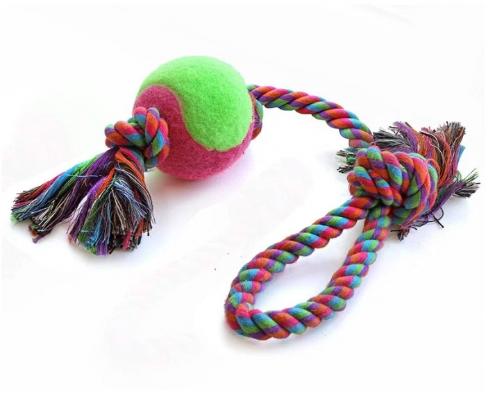Игрушка д/собак "Веревка - мяч с петлей, 1 узел", D-80мм/420мм