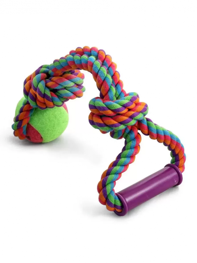 Игрушка д/собак "Веревка - плетеный мяч, 2 морских узла", D-70мм/350мм  /120/