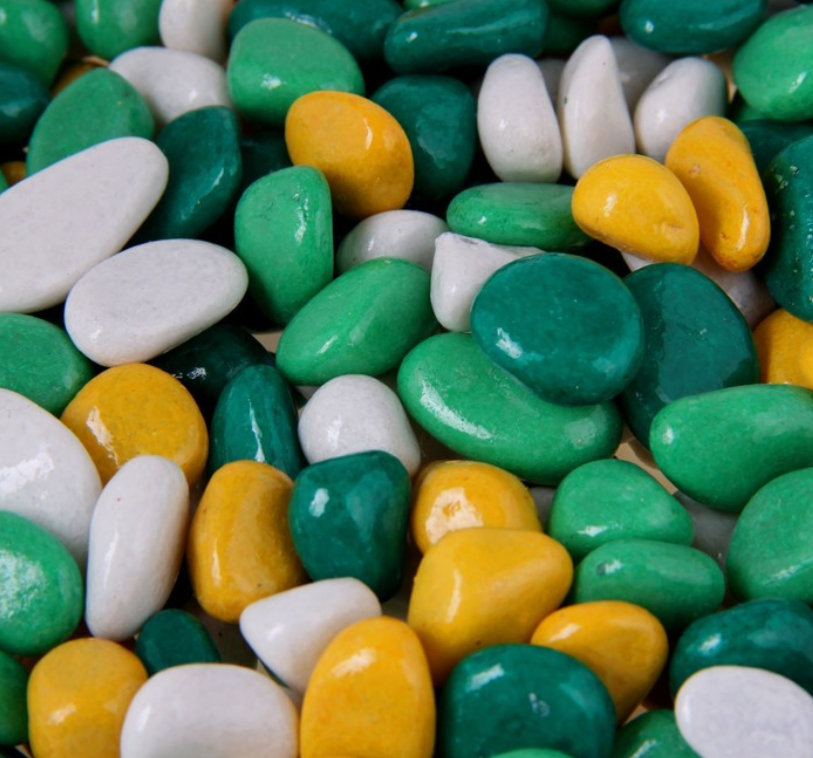 Грунт 800 г «Галька цветная» фр 8-12 мм лимонный-салатовый-белый-изумрудный