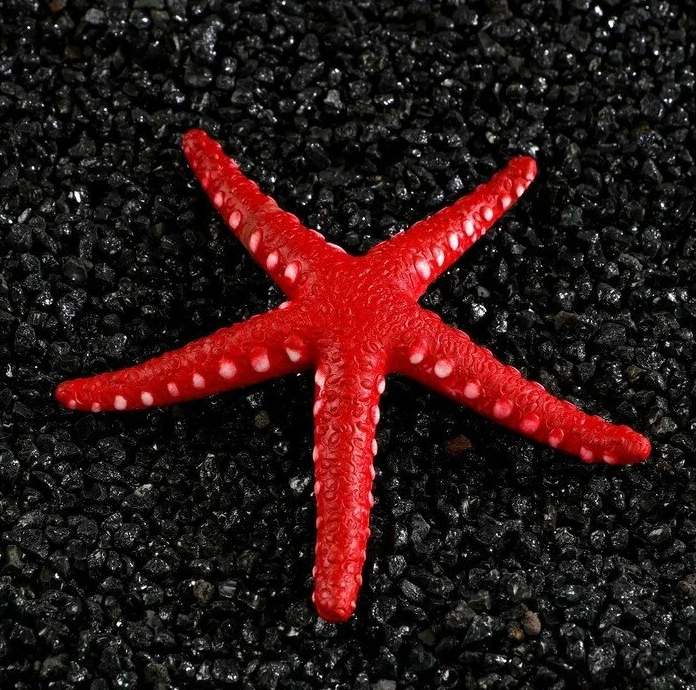 Декор для аквариума "Звезда" силиконовая, с неоновым эффектом, 10 х 10,5 х 1,5 см, красная   7108880