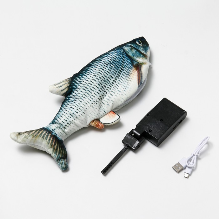 Игрушка для кошек "Подлещик" с двигающимся хвостом и с USB-зарядкой, 28 см 7087275