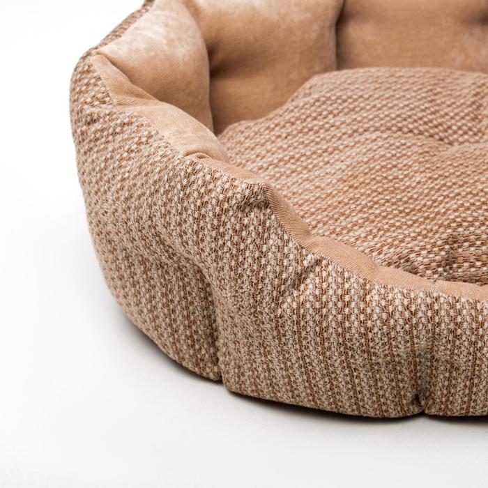 Лежанка для животных,мебельная ткань, холофайбер, 50 х  40 х 15 см, в коричневых оттенках