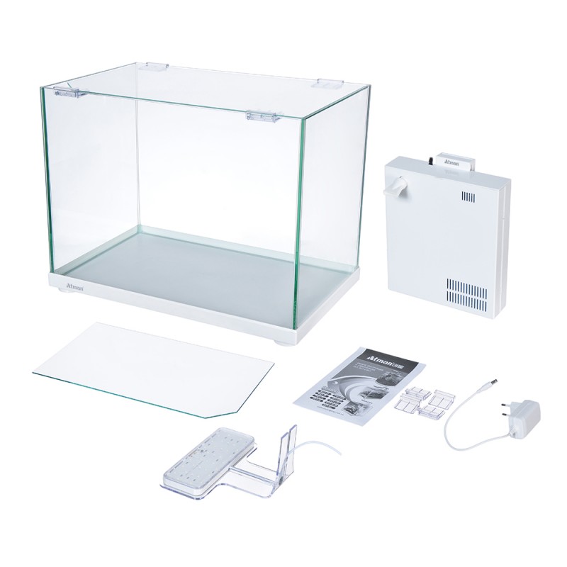 Аквариум Atman ZGT-40 белый 30 л 40,4х25,4х31см в комплекте фильтр, LED светильник, покровное стекло