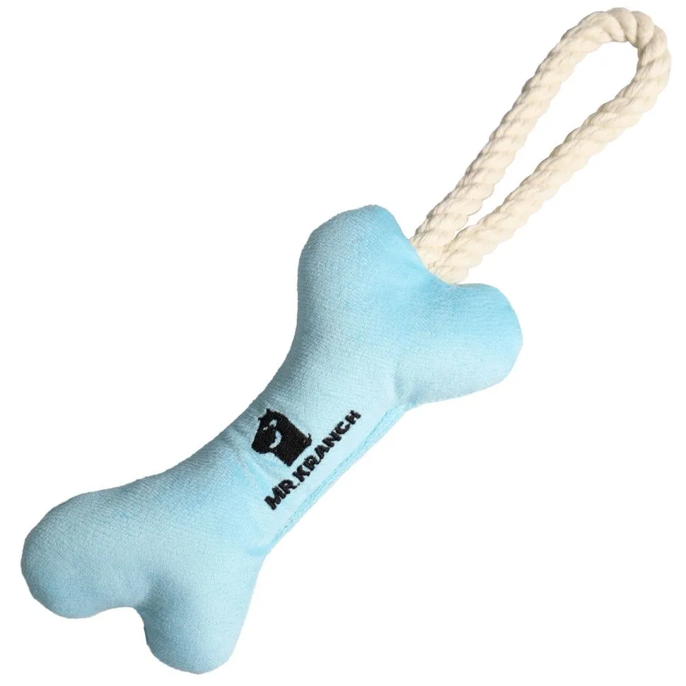 Игрушка Mr.Kranch для собак мелких и средних пород Косточка с канатом 31х9х4см, нежно-голубая