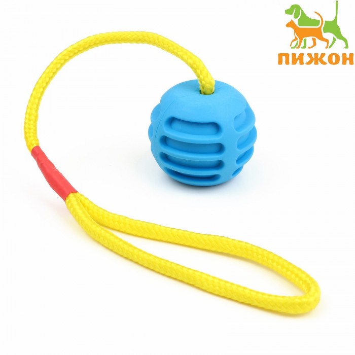 Игрушка "Шар усиленный на веревке", 43 см, шар 6 см, голубой
