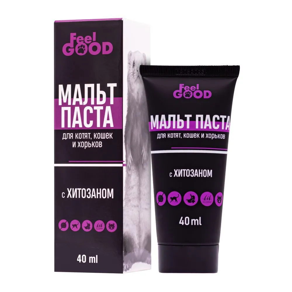 FeelGOOD 40 мл Мальт-паста с хитозаном для котят, кошек и хорьков