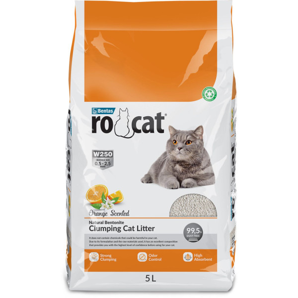 Ro Cat 5 л 4,25 кг Комкующийся наполнитель д/кошек с ароматом апельсина без пыли