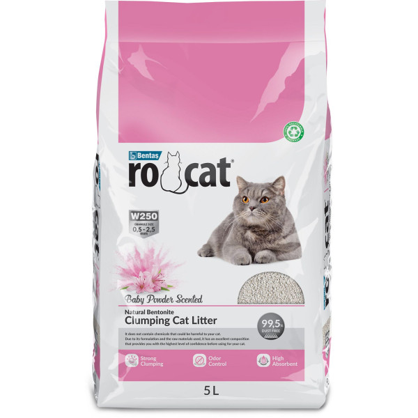 Ro Cat 5 л 4,25 кг Комкующийся наполнитель д/кошек с ароматом детской присыпки