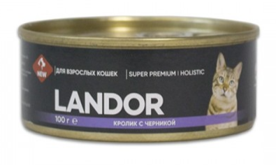 LANDOR 100 гр д/кошек кролик с черникой, ж/б