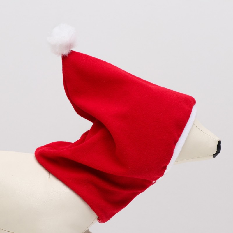 Шапочка новогодняя, флис, M-L (ОМ 28-30, высота 23 см), бело-красная 7523818