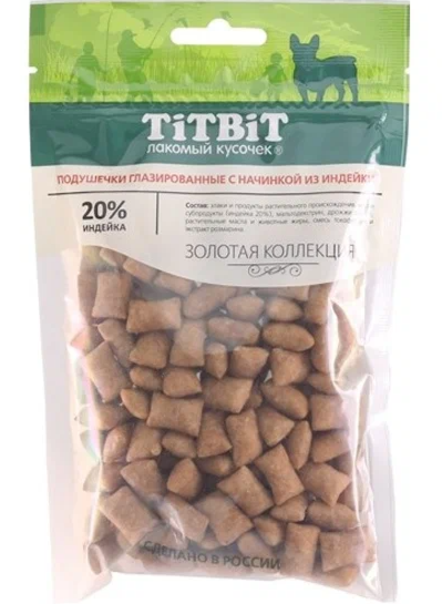 TiTBiT подушечки глазированные для собак, с начинкой из индейки, 100 г