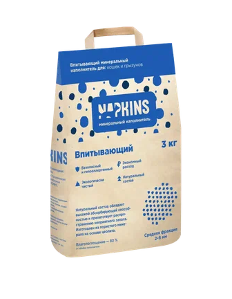 NAPKINS 3 кг(средняя фракция) впитывающий наполнитель (средняя фракция)