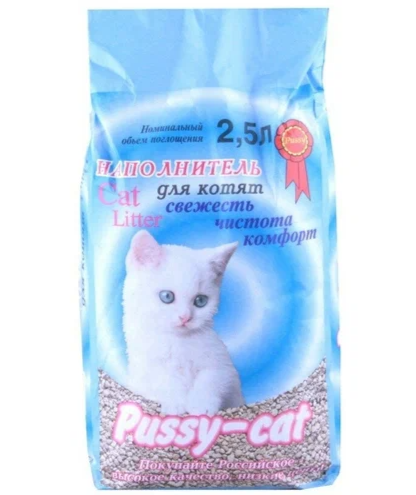 Пусси-кэт 2,5 л (1,5 кг) Океанический Впитывающий наполнитель для котят