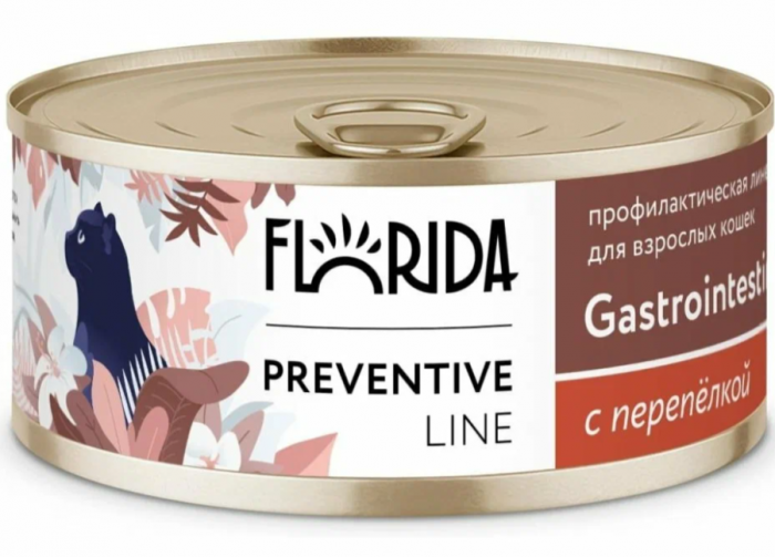 Florida 100 гр Preventive Line Gastrointestinal (консерв.) для кошек, для здоровья ЖКТ, с перепёлкой