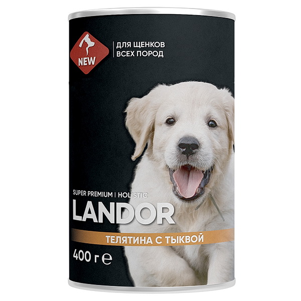 LANDOR 400 гр Holistic (паштет) для щенков телятина с тыквой ж/б