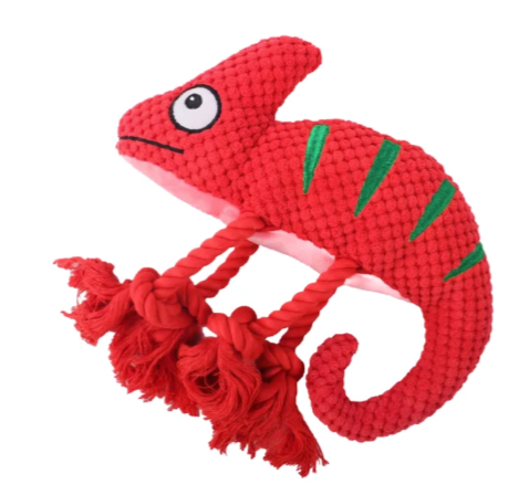 Игрушка Mr.Kranch для собак "Хамелеон" с канатиками и пищалкой 26см цвет в ассортименте