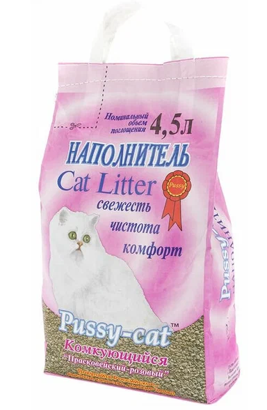Пусси-кэт 4,5 л (3,6 кг) Комкующийся наполнитель Прасковейский-розовый