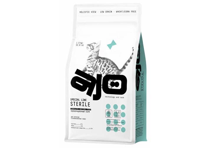 AJO 1,5 кг д/активных кошек с индейкой