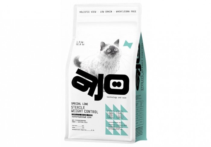 AJO 1,5 кг д/стерилизованных кошек с курицей контроль веса
