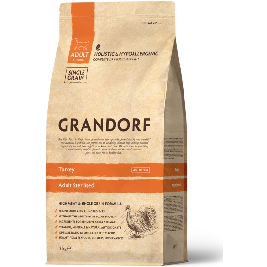 GRANDORF CAT 2 кг Turkey STERILISED (Индейка для стерилизованных кошек) 2 кг.