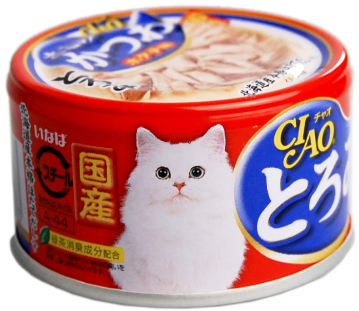 Inaba Ciao Toromi 80г д/кошек куриное филе с тунцом кацуо со вкусом морского гребешка в бульоне