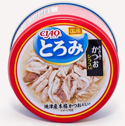 Inaba Ciao Toromi 80г д/кошек куриное филе с тунцом кацуо со вкусом морского гребешка в бульоне