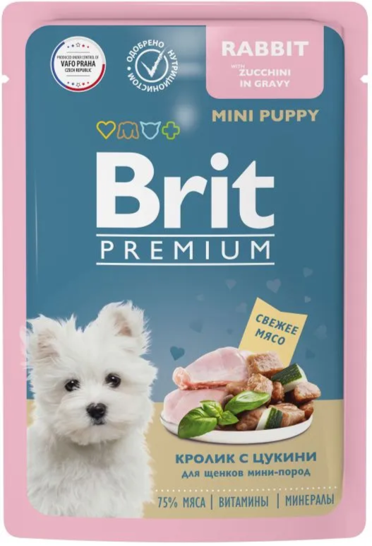 Brit Premium 85 гр (соус) для щенков малых пород, с кроликом и цукини