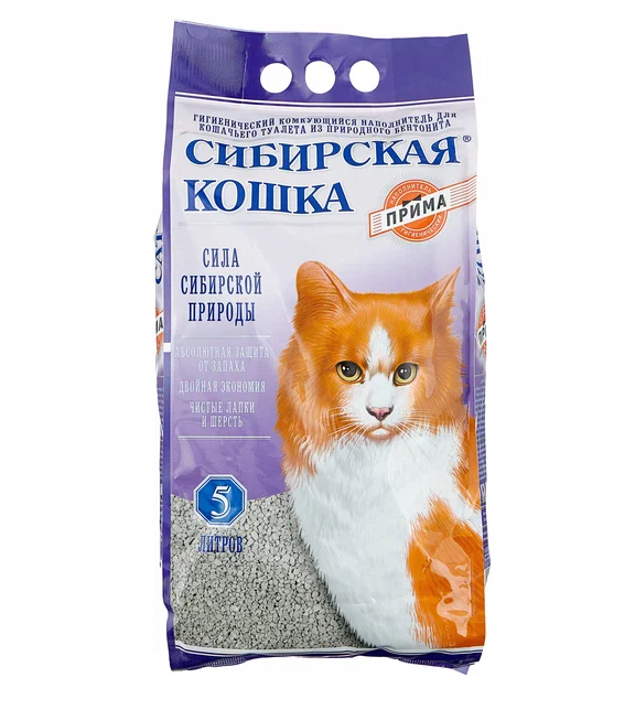 Сибирская кошка Прима 5 л (5 кг) Комкующийся наполнитель д/кошек