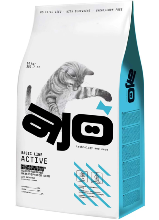 AJO 100 гр д/активных кошек Курица и Индейка