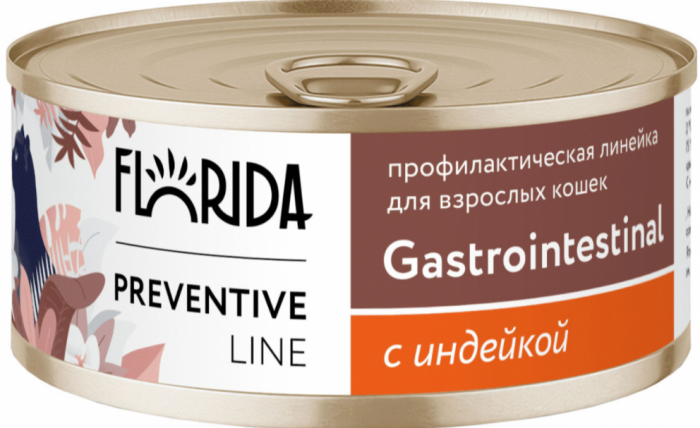 Florida 100 гр Preventive Line Gastrointestinal (консерв.) для кошек, для здоровья ЖКТ, с индейкой