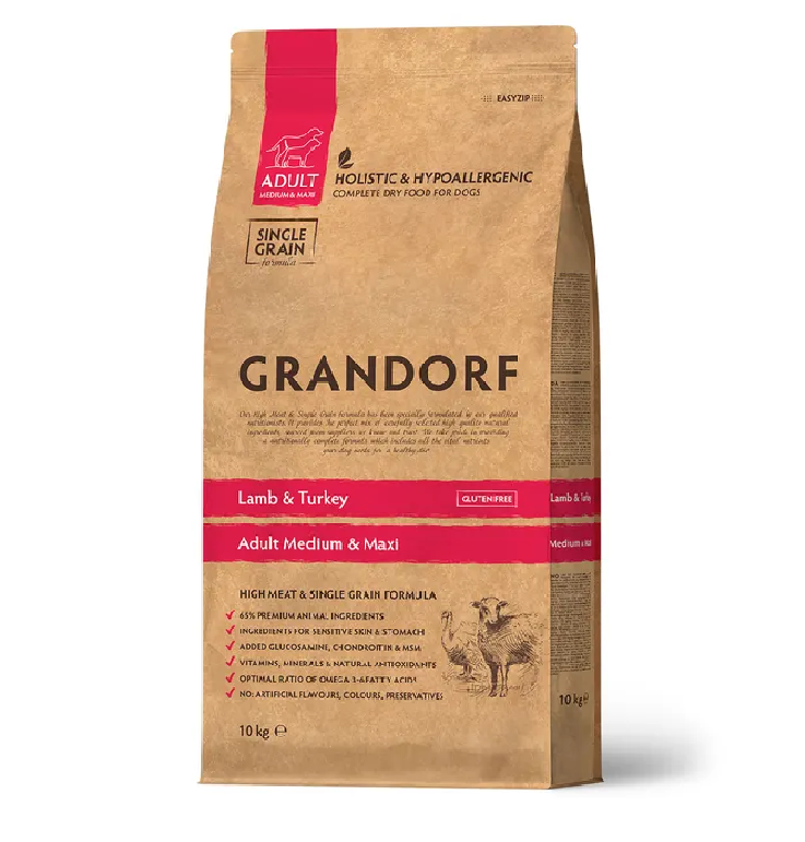 GRANDORF HOLISTIC 10кг д/собак средних и крупных пород ягнёнок с индейкой