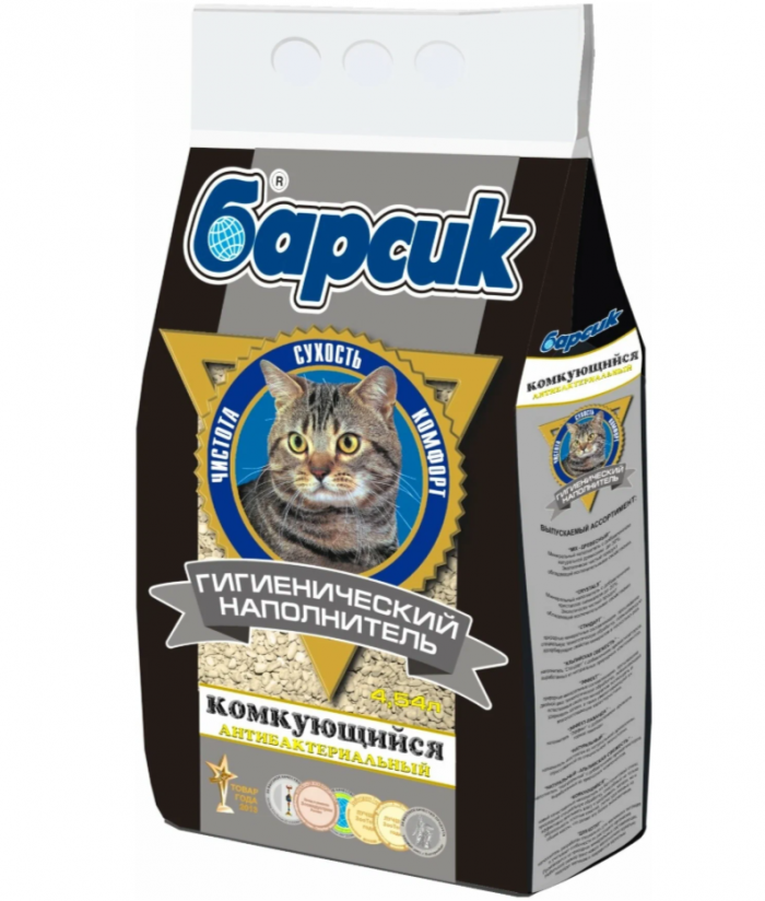Барсик 4.54 л 3.6 кг Комкующийся антибактериальный наполнитель для кошек