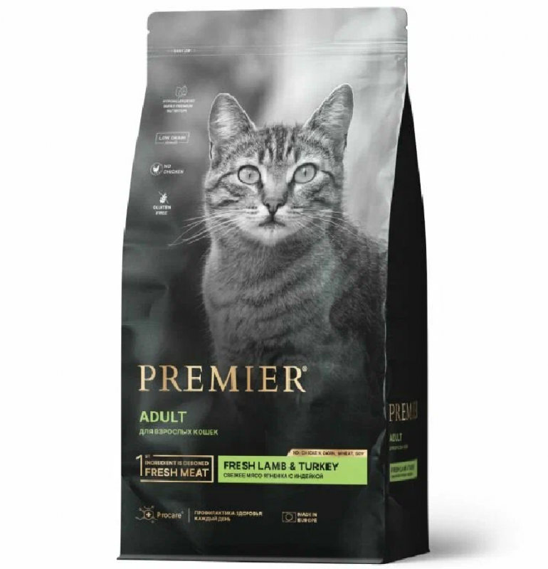 Premier Cat 400 г ADULT Lamb&Turkey для кошек Свежее мясо ягненка с индейкой