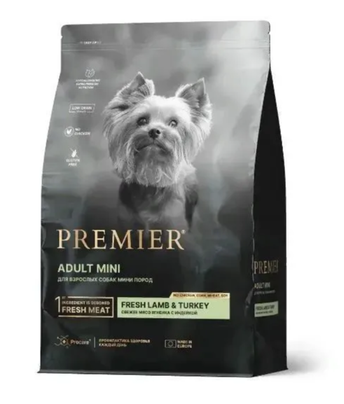 Premier Dog 1 кг   ADULT Mini Lamb&Turkey для Собак мелких пород  Свежее мясо ягненка с индейкой