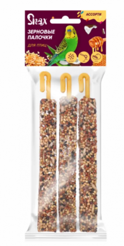 Snax: Зерновые палочки д/птиц (кунжут, мед, кокос) 3 шт (75г)