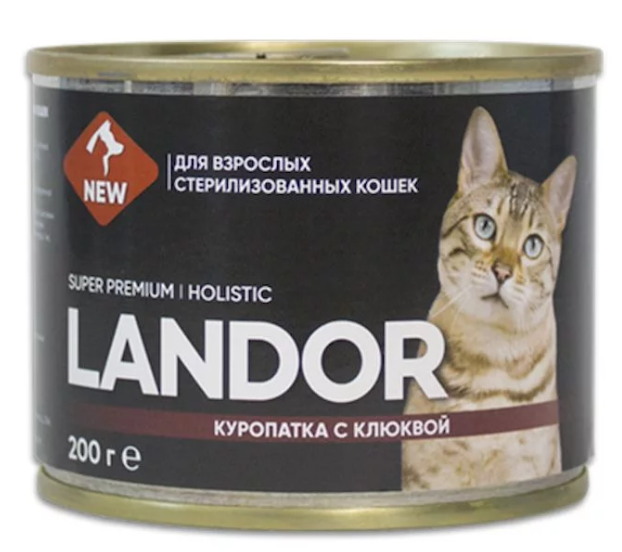 LANDOR 200 гр  д/стерил. кошек куропатка с клюквой ж/б