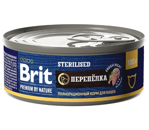 Brit Premium (консерв.) 100 г для стерилизованных кошек с перепелкой
