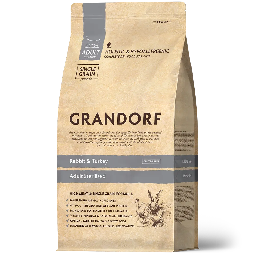 GRANDORF CAT 2 кг Rabbit&Turkey STERILISED (Кролик с индейкой для стерилизованных кошек